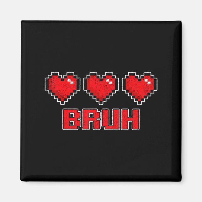 Funny Xel Hearts Gamer Bruh, Valentines Video Game Magnet (Front)