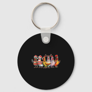 Funny Xmas Chicken Farmer Christmas Matching Famil Key Ring