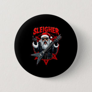 Funny Xmas Christmas Guitar Santa Sleigher Heavy M 6 Cm Round Badge