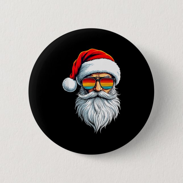 Funny Xmas Christmas In July Summer Santa Tank Top 6 Cm Round Badge (Front)