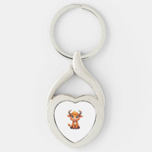 Funny Xmas Cow Lights Boys Girls Cute Highland Cow Key Ring