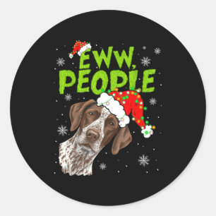 Funny Xmas Ew People Gsp Dogs Lover Pajamas Men Wo Classic Round Sticker