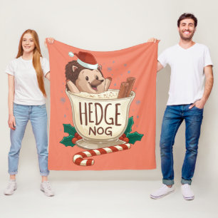 Funny Xmas Hedge Nog Hedgehog Eggnog Christmas Fleece Blanket
