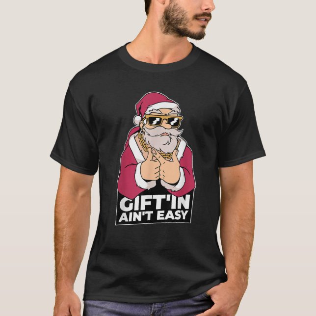 Funny Xmas Hip Hop Gangsta Wrapper Santa Claus T-Shirt (Front)