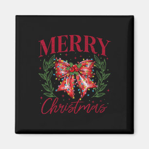 Funny Xmas Holiday Coquette Bow Merry Christmas Magnet