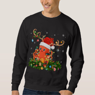 Funny Xmas Holiday Reindeer Hat Santa Octopus Chri Sweatshirt