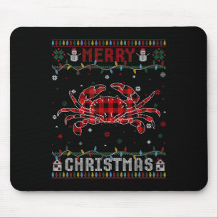 Funny Xmas Lighting Crab Lovers Ugly Christmas Swe Mouse Pad