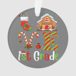Funny Xmas Lighting Love 1st Grade Teacher Christm Ornament