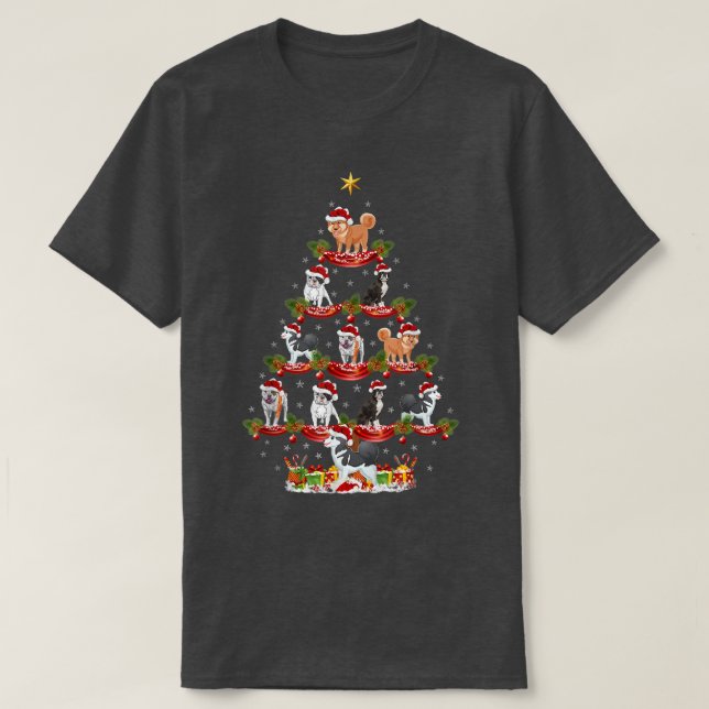Funny Xmas Lighting Matching Santa Dogs Christmas  T-Shirt (Design Front)