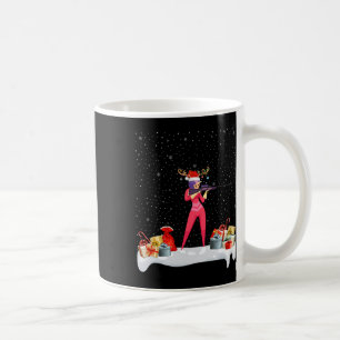 Funny Xmas Lighting Reindeer Santa Hat Biathlon Ch Coffee Mug