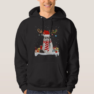 Funny Xmas Lighting Reindeer Santa Hat Ragdoll Cat Hoodie