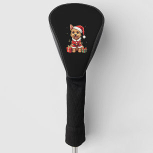 Funny Xmas Lighting Santa Border Terrier Dog Chris Golf Head Cover