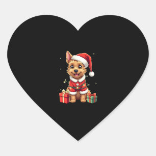 Funny Xmas Lighting Santa Border Terrier Dog Chris Heart Sticker