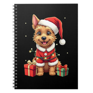 Funny Xmas Lighting Santa Border Terrier Dog Chris Notebook