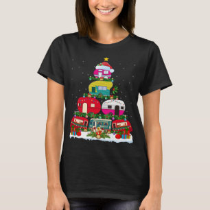 Funny Xmas Lighting Santa Camping RV Christmas Tre T-Shirt