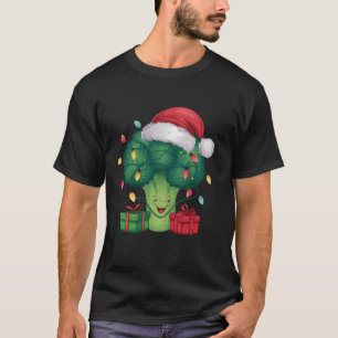 Funny Xmas Lighting Santa Hat Broccoli Christmas T-Shirt
