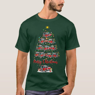 Funny Xmas Lighting Santa Hat Fire Engine Christma T-Shirt