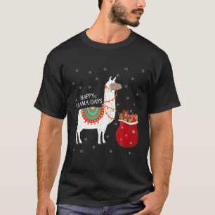 Funny Xmas Lighting Santa Hat Llama Days Christmas T-Shirt