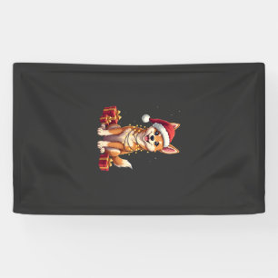 Funny Xmas Lighting Santa Hat Tamaskan Dog Christm Banner