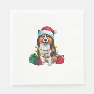 Funny Xmas Lighting Santa Hat Tamaskan Dog Christm Napkin