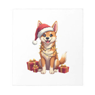 Funny Xmas Lighting Santa Hat Tamaskan Dog Christm Notepad