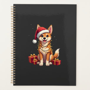 Funny Xmas Lighting Santa Hat Tamaskan Dog Christm Planner