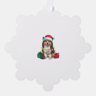 Funny Xmas Lighting Santa Hat Tamaskan Dog Christm Tree Decoration Card