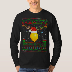 Funny Xmas Lighting Santa Hat Ugly Lemon Fruit Chr T-Shirt