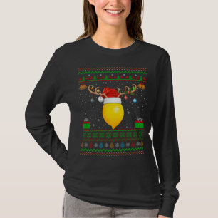 Funny Xmas Lighting Santa Hat Ugly Lemon Fruit Chr T-Shirt