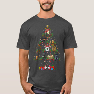 Funny Xmas Lighting Santa Music Instruments Christ T-Shirt