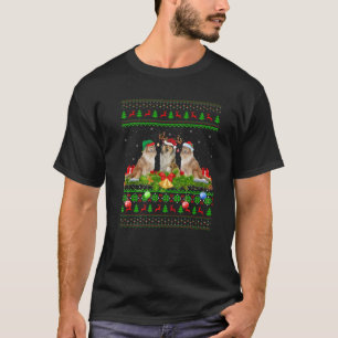 Funny Xmas Lighting Santa Ugly Rough Collie Dog Ch T-Shirt
