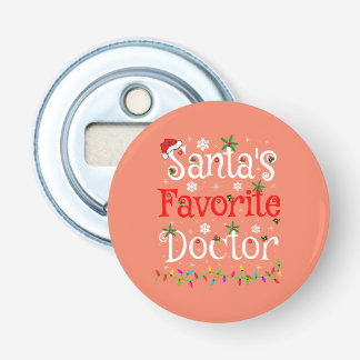 Funny Xmas Lighting Santa's Favourite Doctor Xmas Bottle Opener