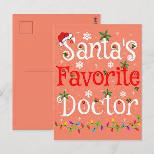 Funny Xmas Lighting Santa's Favourite Doctor Xmas Postcard