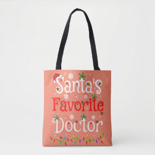 Funny Xmas Lighting Santa's Favourite Doctor Xmas Tote Bag