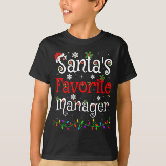 Funny Xmas Lighting Santa's Favourite Manager Chri T-Shirt