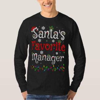 Funny Xmas Lighting Santa's Favourite Manager Chri T-Shirt