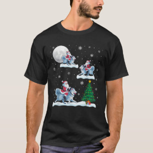 Funny Xmas Lighting Tree Santa Riding American Esk T-Shirt