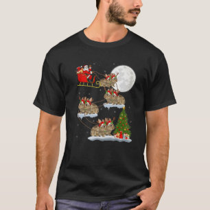 Funny Xmas Lighting Tree Santa Riding Bunny Christ T-Shirt