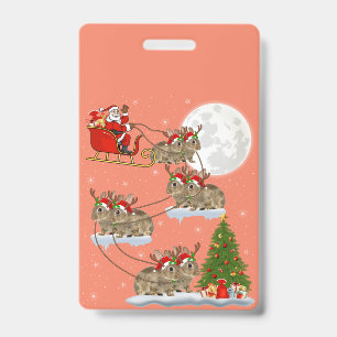 Funny Xmas Lighting Tree Santa Riding Bunny Xmas ID Badge
