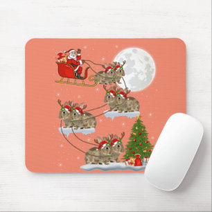 Funny Xmas Lighting Tree Santa Riding Bunny Xmas Mouse Pad