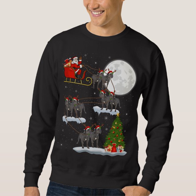 Funny Xmas Lighting Tree Santa Riding Cane Corso C Sweatshirt (Front)