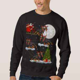 Funny Xmas Lighting Tree Santa Riding Doberman Dog Sweatshirt