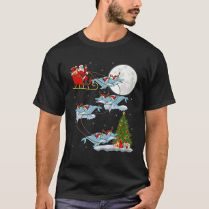 Funny Xmas Lighting Tree Santa Riding Dolphin Chri T-Shirt