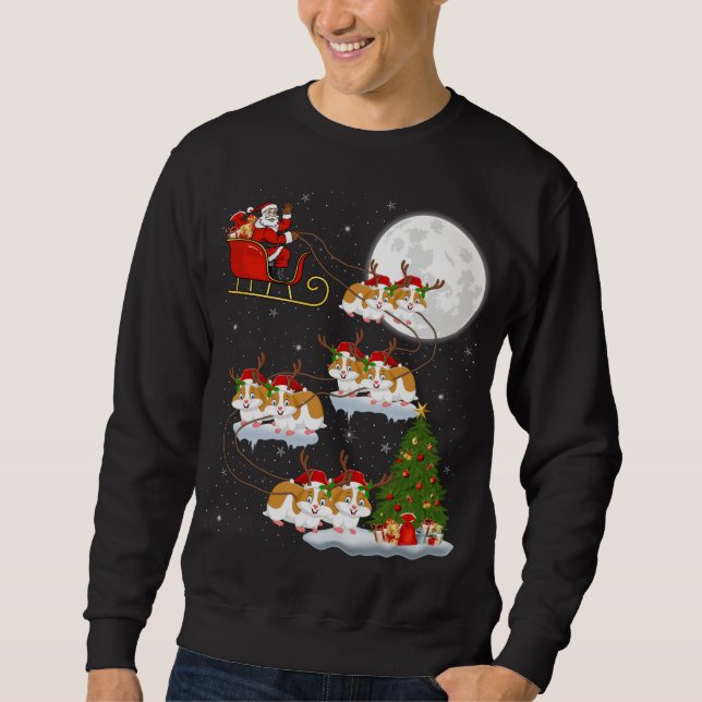Funny Xmas Lighting Tree Santa Riding Hamster Chri Sweatshirt (Front)
