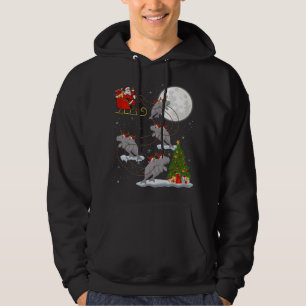Funny Xmas Lighting Tree Santa Riding Manatee Chri Hoodie