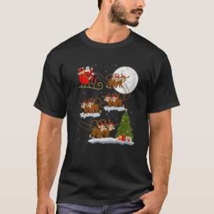 Funny Xmas Lighting Tree Santa Riding Monkey Chris T-Shirt