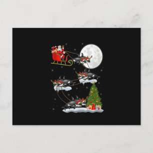 Funny Xmas Lighting Tree Santa Riding Orca Fish Ch Postcard