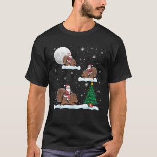 Funny Xmas Lighting Tree Santa Riding Porcupine Ch T-Shirt