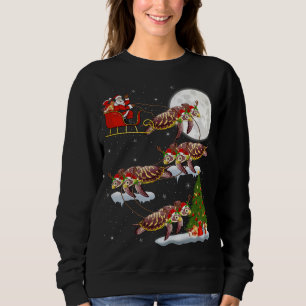 Funny Xmas Lighting Tree Santa Riding Sea Turtle C Sweatshirt