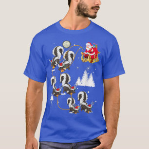 Funny Xmas Lighting Tree Santa Riding Skunk Christ T-Shirt